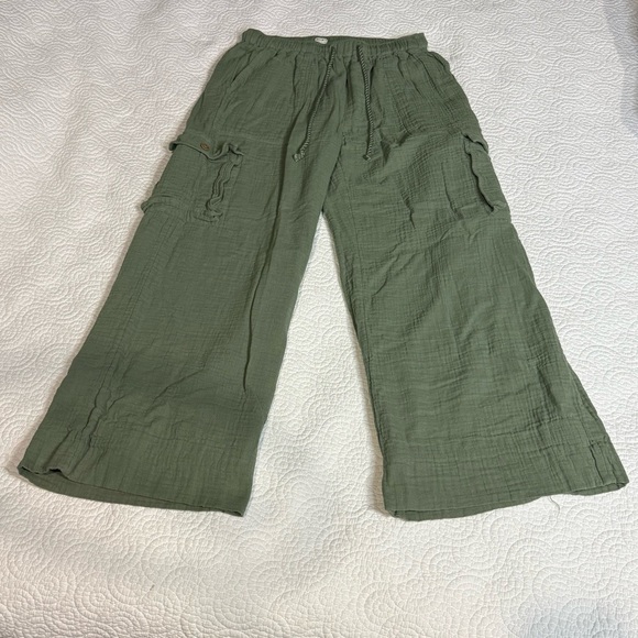 Roxy Green Wide Leg Pants with Relaxed Fit 100% cotton - Picture 8 of 14